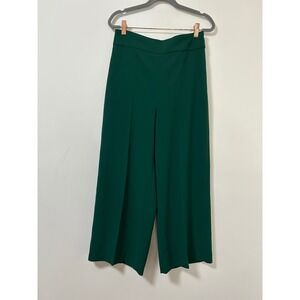 Zara Woman Green Wide Leg Cropped Pants Culottes Size Medium Womens